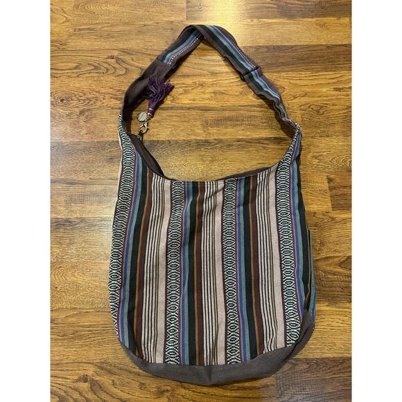 Kathmandu Imports Colorful Boho Cotton Crossbody Bag 16x14x6.5 Street Style - Picture 2 of 11